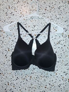 Aerie Tshirt Bra Size 34DD Black Padded With Wires Knit